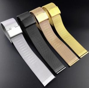 8mm 10mm 12mm 14mm 16mm 18mm 20mm 22mm 24mm Width Ultra Thin Milanese Watchband Universal Flat Head Stainless Steel Metal Watch Band Strap Bracelet Black Rose Gold Colors