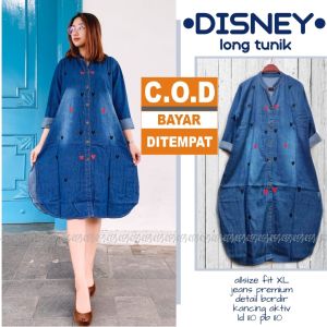 Baju Tunik Wanita Terbaru - Disni Tunik - Atasan Tunik Jeans Kekinian - Atasan Jeans