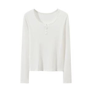 Long Sleeve Shirts Women Tight Stretch Slim Fit Ribbed Knit T-shirt Blouse