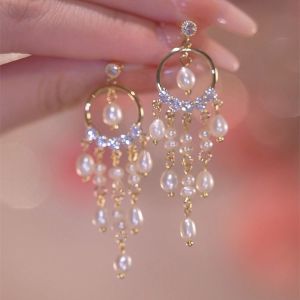 DSF Studio Premium Sense Tassel Pearl Exquisite Earrings Womens 2025 New Trendy Niche Design Autumn and Winter Earrings Cold Wind