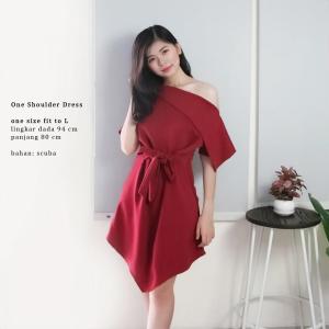 LOVE ESCAPE Dress Scuba Wanita/Terusan Scuba Wanita/One Shoulder Dress