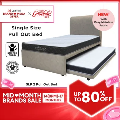 (FULL SET PULL OUT BED) Goodnite SLP2 Super Single + Single 3 Pull Out Bed Frame Brown