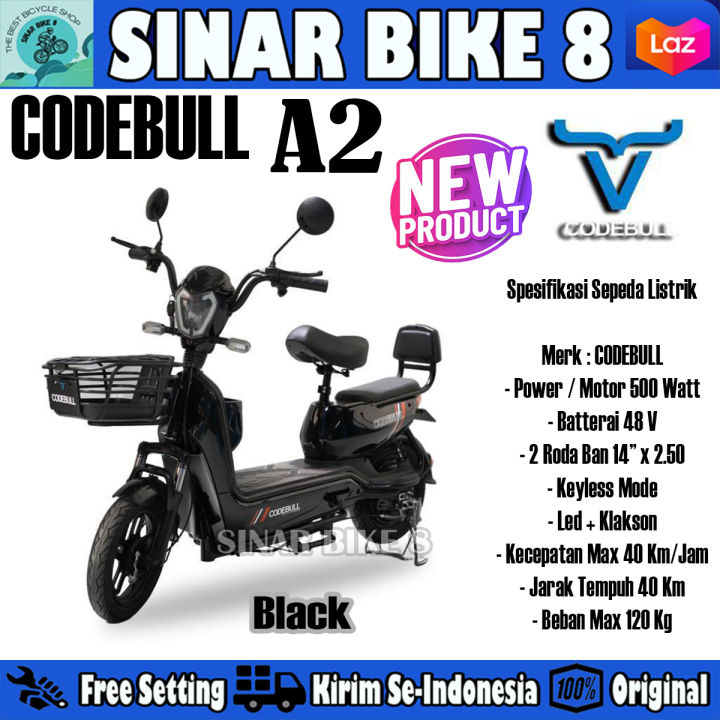 Sepeda Listrik CODEBULL A2 500 Watt Electric E-Bike Bergaransi By