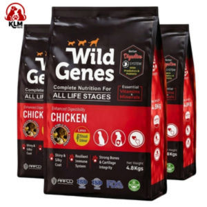 Wild Genes 3 Bag Complete Nutrition Dog Food Enhanced Chicken Freeze Dried Chicken Floss Prebiotics & Probiotics Yucca Extract 4.8kg