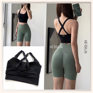 Bộ đồ tập gym nữ Set tập yoga nữ áo bra chéo lưng quần đùi cao cấp HERSIGN-SMIX12N20A