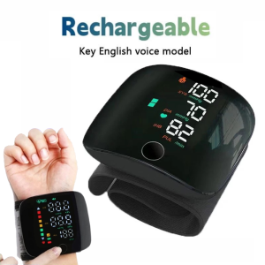 Arm Blood Pressure Monitor Digital LCD Display Measurement Tool Electronic Smart Voice Tonometer Household Sphygmomanometer Voice Type Gift for Family