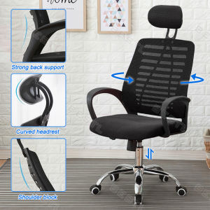 Ergonomic Office Chair with Adjustable Headrest & Lumbar Support High Back Computer Desk Chair with Thickened Cushion & Flip-up Armrests Home Desk ChairGaming Chair Ergonomic Office Computer Chair High Back Swivel and Height Adjustment Headrest Support