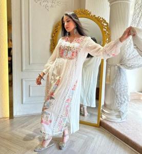 Embroidery White 3PCS Suit  Collection For Women