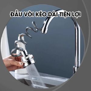 Đầu nối vòi nước tăng áp đa năng 3 chế độ kèm dây silicon kéo dài 40cm tiện lợi bền đẹp