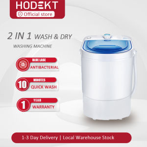 HODEKT Mini Washing Machine 4.5Kg Semi Auto Laundry Clothes Washer Spinner Dehydration Single Barrel Hostel Home