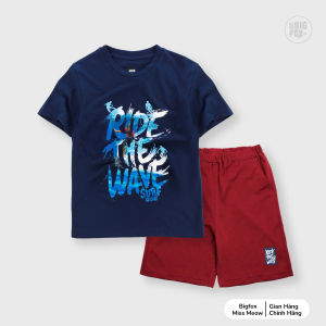 Bộ quần áo cho bé trai size đại BIGFOX - MISS MEOW mặc mùa hè vải cotton mềm mịn in lướt sóng cỡ trẻ em 12131415 tuổi