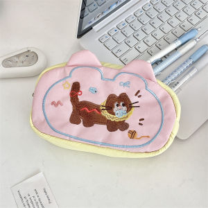 MIRACLE HOME STORE Multifunctional Mini Cosmetic Bag Puppy Soft Cartoon Pencil Case Creative Candy Color Stationery Holder Bag Student