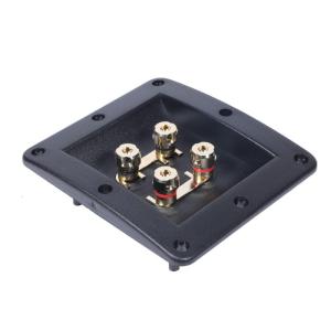 Flame Resistant ABS Speaker Terminal Box Speaker Wiring Hub 4Channel Parallel Connection Red and Black Terminal Post