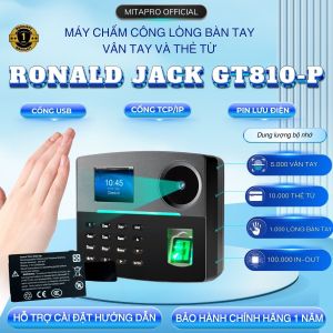 MÁY CHẤM CÔNG LÒNG BÀN TAY GT810 P ( chấm công vân tay/ thẻ từ ) có pin lưu điện. tặng kèm phần mềm chấm công MITAPRO