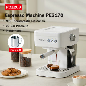 Petrus Espresso Coffee Maker 51MM 20 Bar with Metal Panel Powerful Steam Wand for Amerlcano Mocha LattePE2170