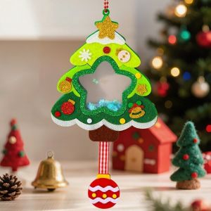 MAOMEI Ông già Noel dây chuyền Giáng sinh tự làm Hươu Vòng hoa Giáng sinh Vật trang trí Giáng sinh bằng vải không dệt Trang trí nhà cửa Cây thông Noel Đồ chơi Giáng sinh lấp lánh kim tuyến Mẫu giáo