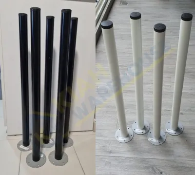 ADILS Table Leg Black/White 70cm Adjustable Steel Leg with Plate and Screws Kaki Meja