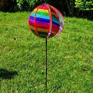 INVADER Glitter Stripe Windmill Colorful Film Rainbow Effect Reflective Pinwheels Garden Decoration With Stakes Rainbow Wind Real Estate Scenic Area