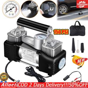 [ToolOutlet][ToolOutlet] 12V Portable Dual Cylinder Air Pump Heavy Duty Portable Air Compressor 150PSI Automotive Inflation Pump Portable Dual Purpose Air Pump