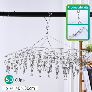 50 Clips Stainless Steel Clothes Hanger Clips Drying Racks Hanger Ipitan Hanger Sipitan Hanger with Clips Heavy Duty Towel Hanger Socks Underwear Hanger with Clip