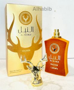 Original Al Noble Safeer / Wazeer by Lattafa luxurious fragrance designed for those who appreciate elegance and sophistication. Perfumes comes in a 100ML bottle with a unique and stylish design featuring velvet-like finish and a golden deer head cap.