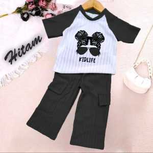 SETELAN BAJU ANAK PEREMPUAN BAHAN KNITH UNTUK USIA  1-8 TAHUN