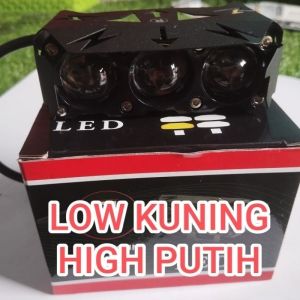 12Volt / 24Volt Lampu Sorot Laser D2 D3 SQL 3 Mata Devil Non Devil Lampu Tembak Laser 2 Warna Putih Kuning