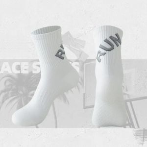 1Pair RUN-Printed Athletic Long Socks Men Women Breathable Snug Fit Durable Compression Socks for Cycling Hiking Gym Workout