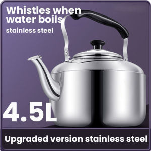 Heavy Duty Stainless Steel Water Kettle with Whistle - Anti-Scald Handle Works on Open Flame & Induction Cooker