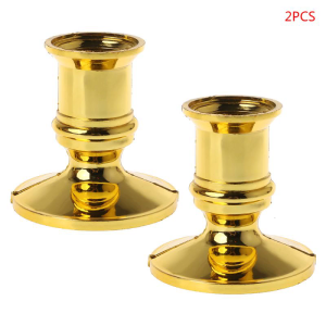2pcs Plastic Gold Plated Base Holder Pillar Candlestick Stand For Electro