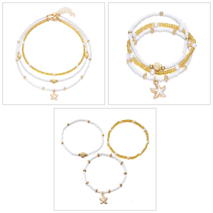 Multiple Use Shell Bead Set Adjustable Necklace Bracelet Anklet Convenient for Beach Vacation Stylish Outfits