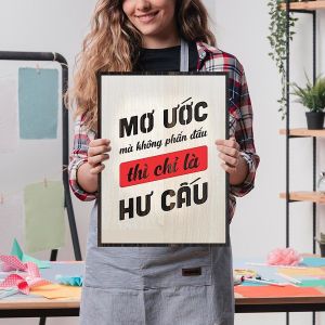 Tranh gỗ 3D cắt lớp – Mơ ước mà không phấn đấu thì chỉ là hư cấuAi cũng có quyền mơ ước nhưng chỉ những ai sẵn sàng hành động mới biến ước mơ thành hiện thực. Bức tranh mang thông điệp dí dỏm nhưng đầy thẳng thắn này là lời cảnh tỉnh cho những ai còn