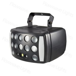 Flowwave ไฟเวที 4-in-1: ตาผึ้ง + เลเซอร์ + เอฟเฟกต์สโตรบ | สองโหมด รีโมทคอนโทรลและควบคุมด้วยเสียง | รองรับ DMX512 เหมาะสำหรับงานปาร์ตี้/ดีเจ/ดิสโกเธค