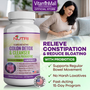 Nutri Botanics Colon Detox & Cleanser with Probiotics - 15 Days Fast Acting Weight Loss Supplement - Natural Constipation Relief - Reduces Bloating