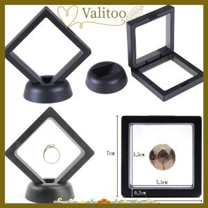 [Valitoo] 70x70mm Black 3D floating jewelry display frame holder box case w stand