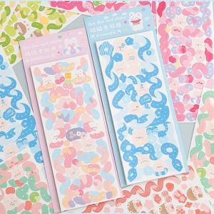 FDGED 12ชิ้น/เซ็ต กันน้ำ สติกเกอร์ทำอัลบั การ์ดไอดอล ภาพถ่าย ริบบิ้นเลเซอร์แวววาว ชุดสติกเกอร์ริบบิ้น การตกแต่งบัญชีมือ เครื่องเขียน stickey สติกเกอร์ตกแต่ง