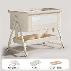 Multi-Functional Foldable Baby Bed 3-In-1 Convertible Crib With Detachable Changing Station Portable Newborn Sleeping Play Cot