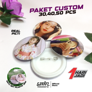 (Paket 304050 Pcs) Cetak Pin Peniti 58mm Big Size Custom Free Design