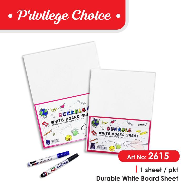 2615 A3 A4 Mini Whiteboard Sheets, Mini Lightweight Whiteboard / Papan
