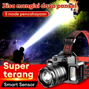 【Garansi 10 tahun】 T247 2400mAh Headlamp LED 500W Penerangan terus menerus selama 800 H senter super terang lampu depan luar yang kuat lampu depan tahan air sensor gerak senter berkemah senter kepala