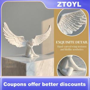 【ZTOYL】 Angel Wing Fig Modern Resin Angel Wings Sculpture Artistic Home Decoration Gift for Friends Family