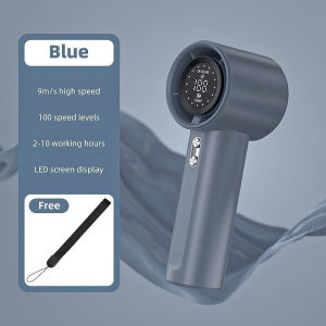 Mini Kipas Strong Wind 100 Gear Wind Speed Kipas Angin Digital Display Adjustable Turbo Kipas Tangan Turbo Jet Mini Wireless High-speed Fan Stepless Speed Regulation Maximum Wind Speed 9m/s Portable Rechargeable Handheld Portable