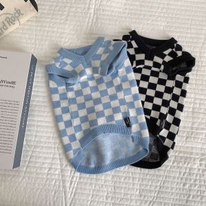 DY รักเสื้อผ้าสัตว์เลี้ยงแฟชั่นลายตารางหมากรุกเสื้อกั๊กเสื้อสเวตเตอร์สำหรับสัตว์เลี้ยงสุนัขแมว Shihtzu ตุ๊กตาภายใน7.5กิโลกรัม