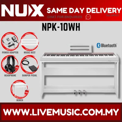 NUX NPK-10 88 Key Digital Piano with Wooden Stand and Bluetooth Connectivity Weighted Keyboard - White ( NPK10 NPK 10 )