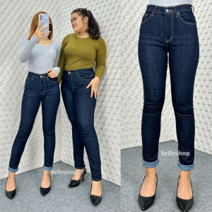 Bellzshop Celana Highwaist Wanita Jeans Skinny Stretch Korean Style Biru Garment Jumbo Premium 4481