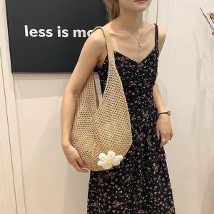 Quivlox Straw Tote Bag Woven Shoulder Crossbody Large Capacity Beach Travel Casual Handbag