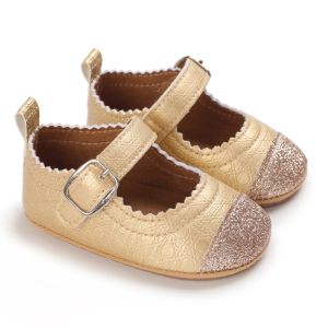 Spring And Autumn Period 0-1 Year Old Newborn Baby Princess Shoes Female Baby 6-12 Months Anti Slip Soft Rubber Sole Sneakers Leather Shoes
