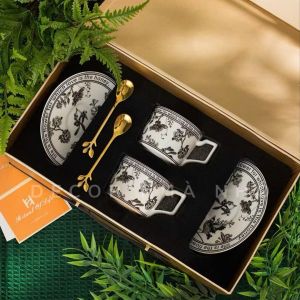 L014 Bộ Tách Cà Phê Gốm Sứ Cao Cấp Kèm Thìa Và Đĩa Lót – Bộ Ly Trà Chiều Sang Trọng Phù Hợp Làm Quà Tặng ( Chính hãng )