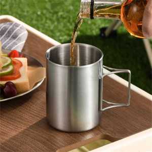 Gelas Cangkir Minum Stainless Steel Foldable Handle 400ml