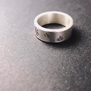 Indian Ornament Mens Ring Female Special-Interest Design Trendy Mens Fashion Personality Sterling Silver Wide Ring Point Gold R with Opening